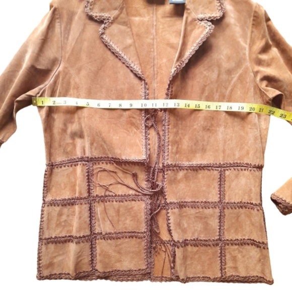 Outbrook Suede Leather Patchwork Shacket Jacket Women's Medium - Picture 14 of 16